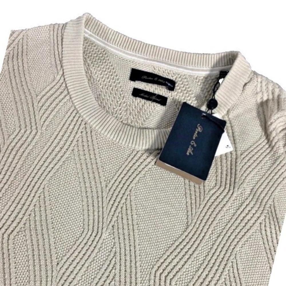 NEW PORTER & ASH Shirt Mens MEDIUM Beige TAUPE Pullover  Textured Sweater Modal